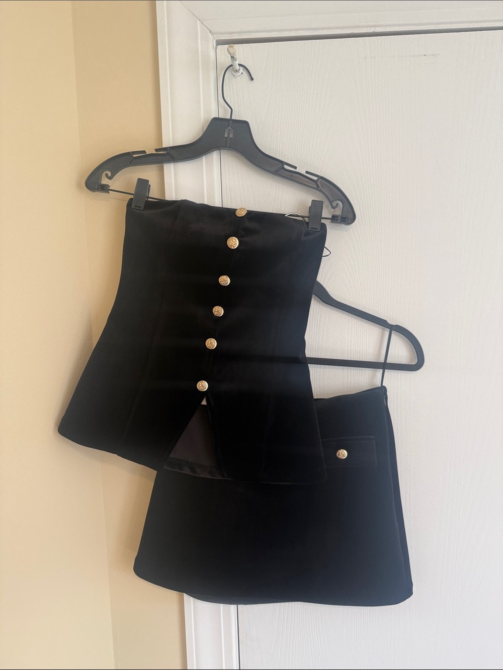 Zara Black Velvet Skirt Set